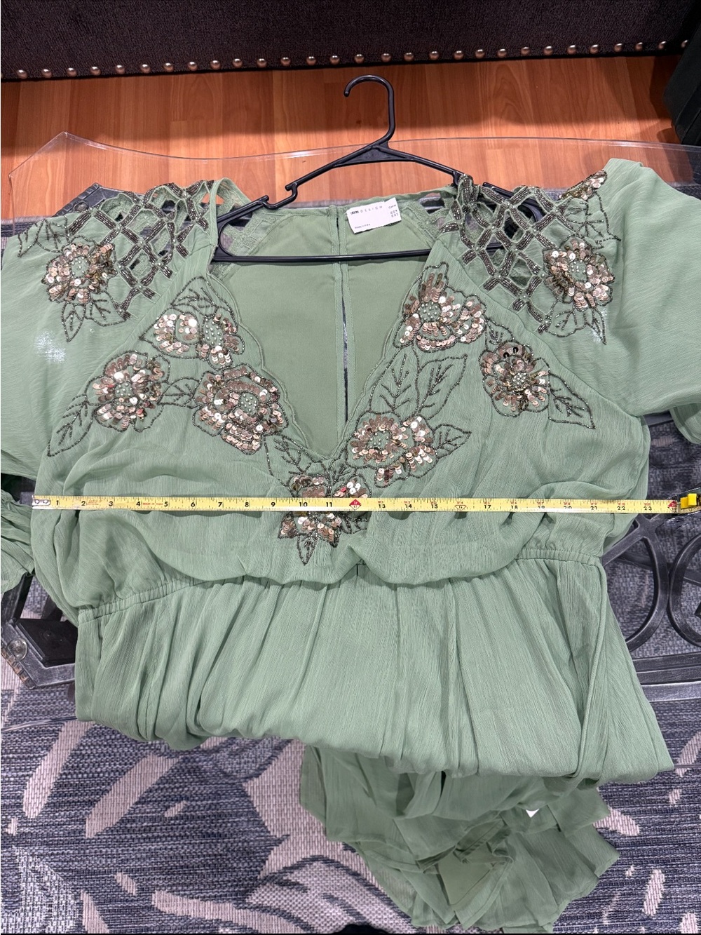 ASOS Curve Light Green Embellished V-Neck Maxi Dress - Picture 7 of 7